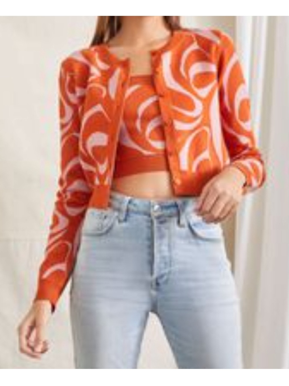 (5/$20) Forever 21 Orange and Pink Cardigan Sweater and Tank